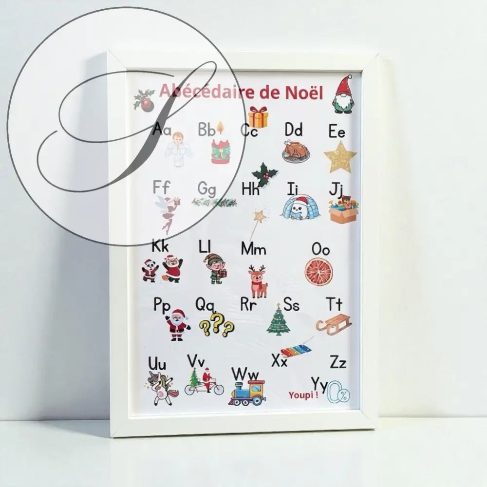 Affiche éducative alphabet français Noël format A4 et A3.