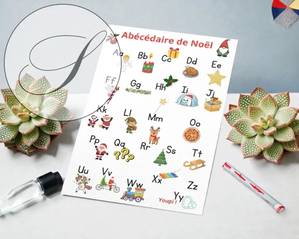 Alphabet français Noël pour apprendre les lettres