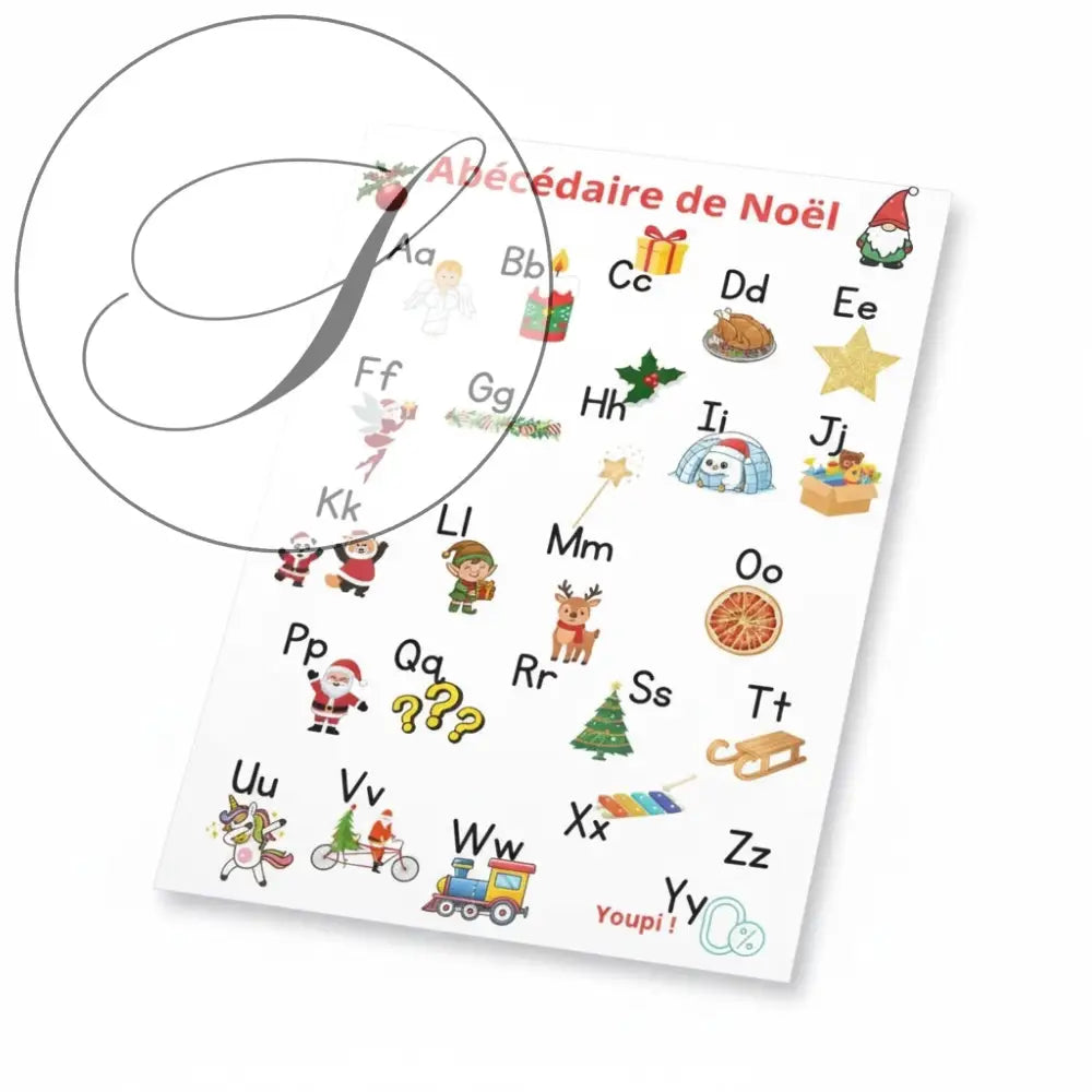 Poster alphabet français décoratif pour Noël