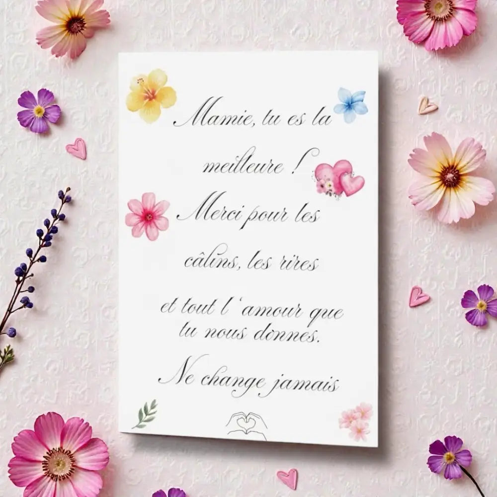 Affiche A4 idée cadeau mamie pleine de mots gentils