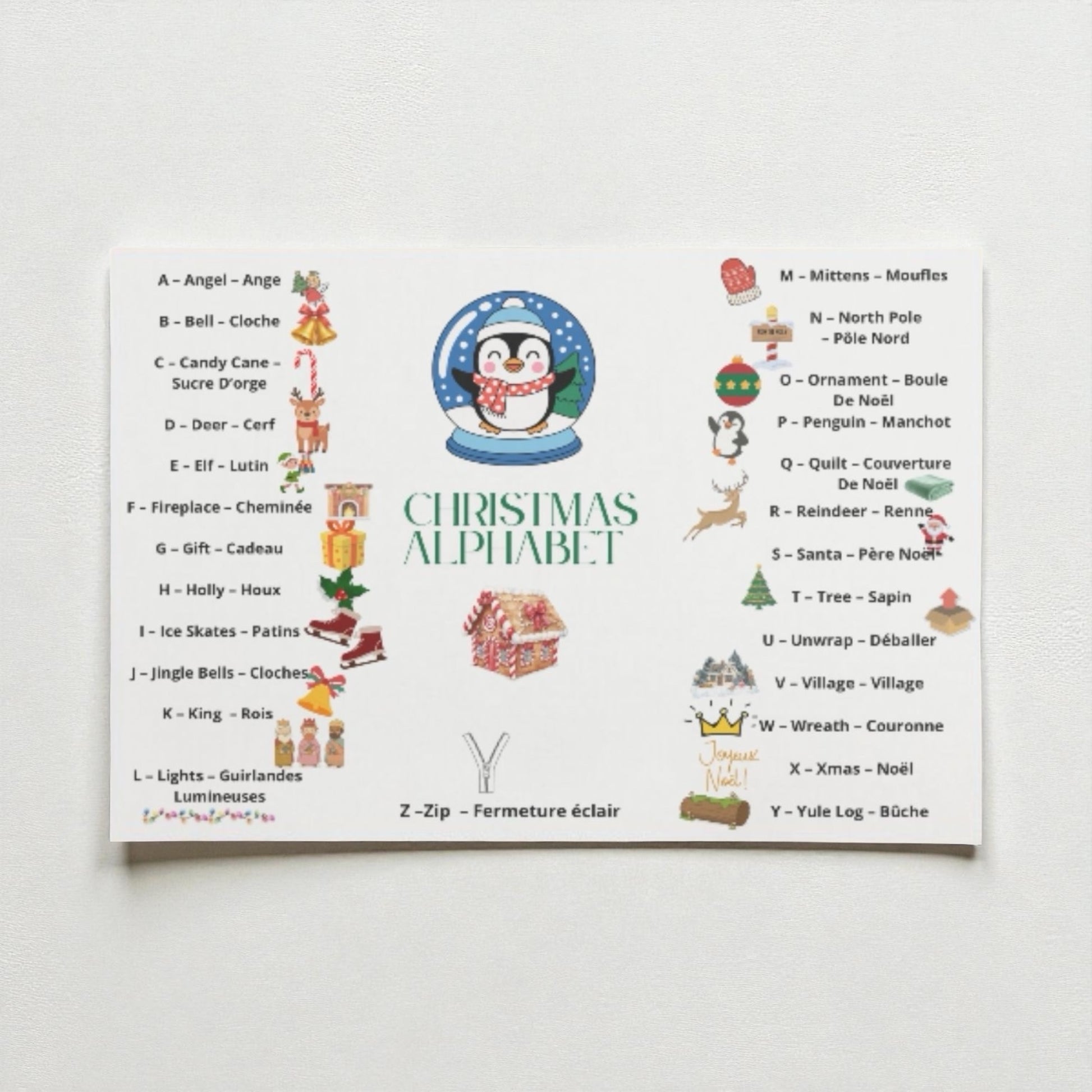 Affiche A4 alphabet anglais pour apprentissage visuel