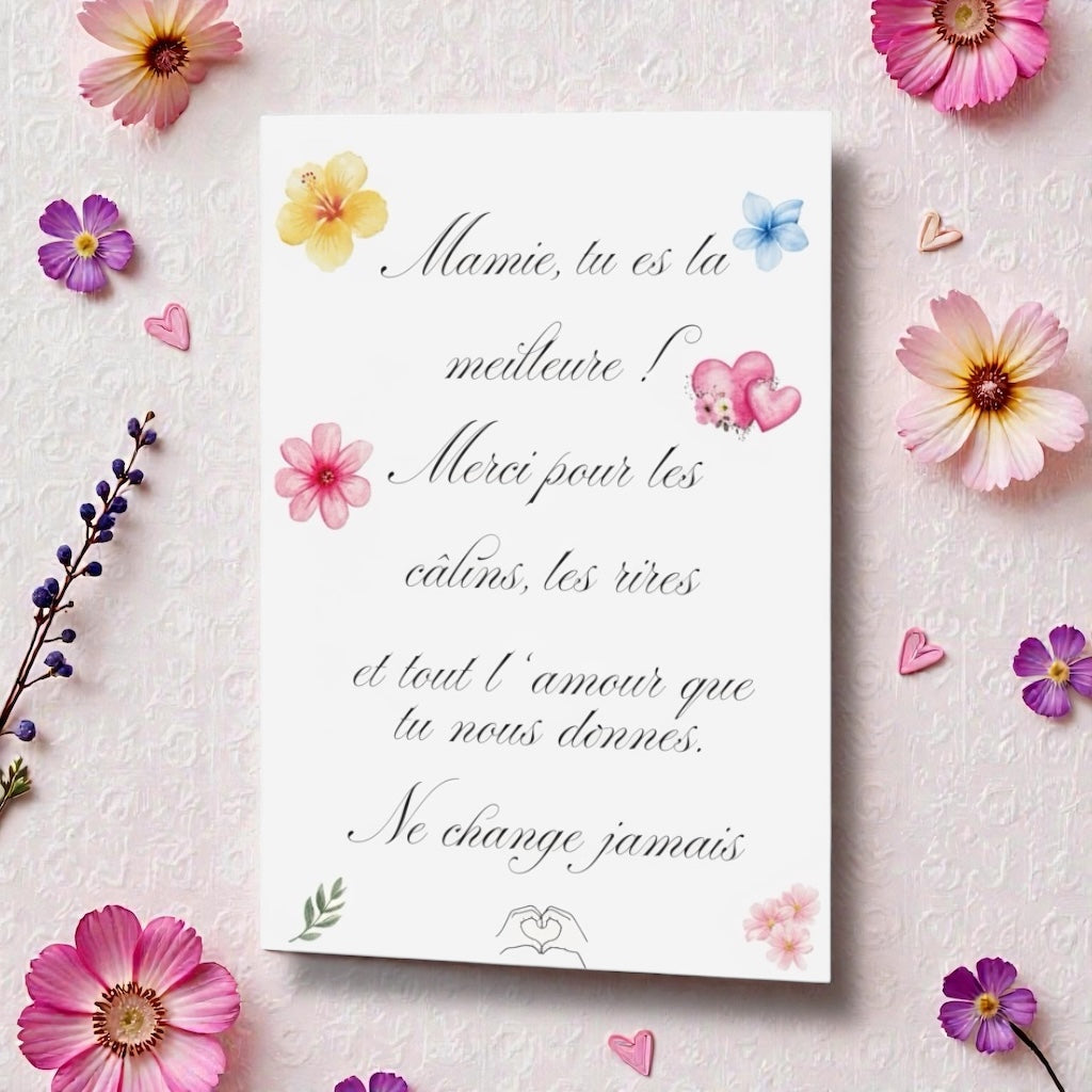 Affiche A4 idée cadeau mamie pleine de mots gentils
