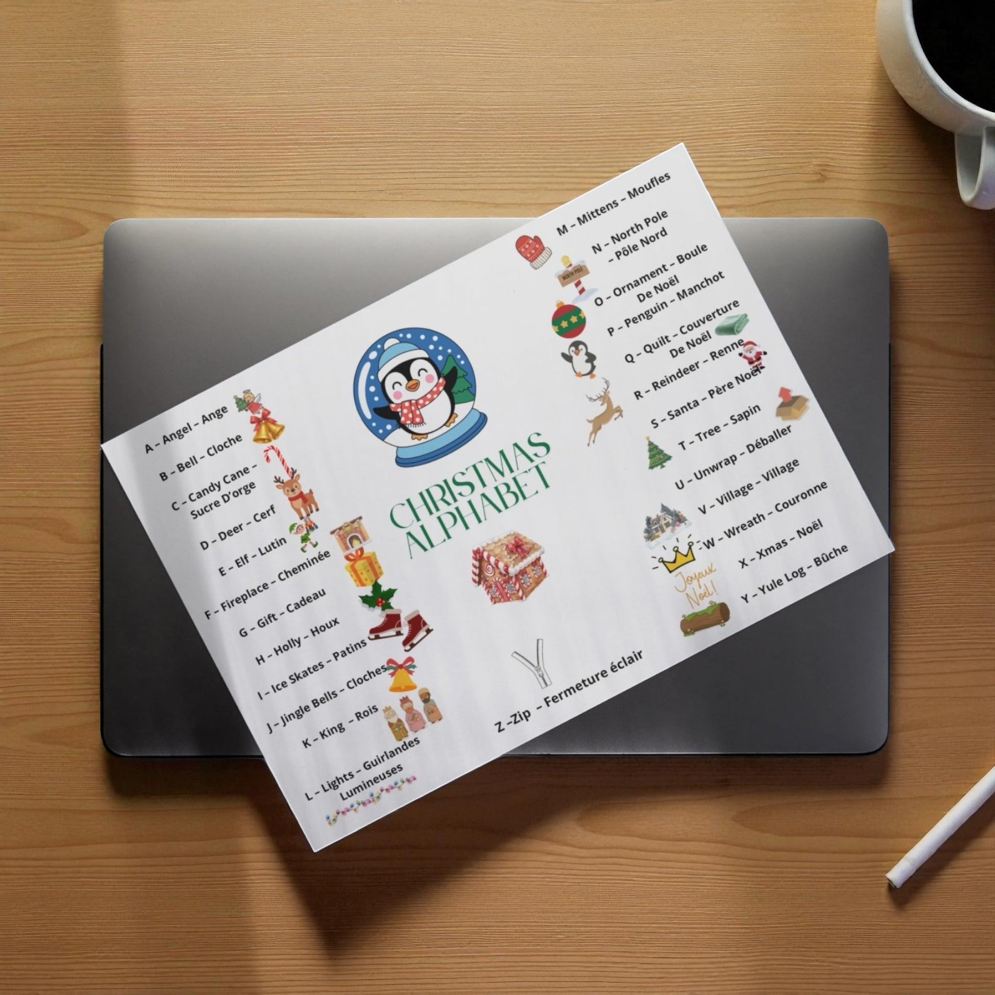 Affiche alphabet anglais moderne pour salle de classe