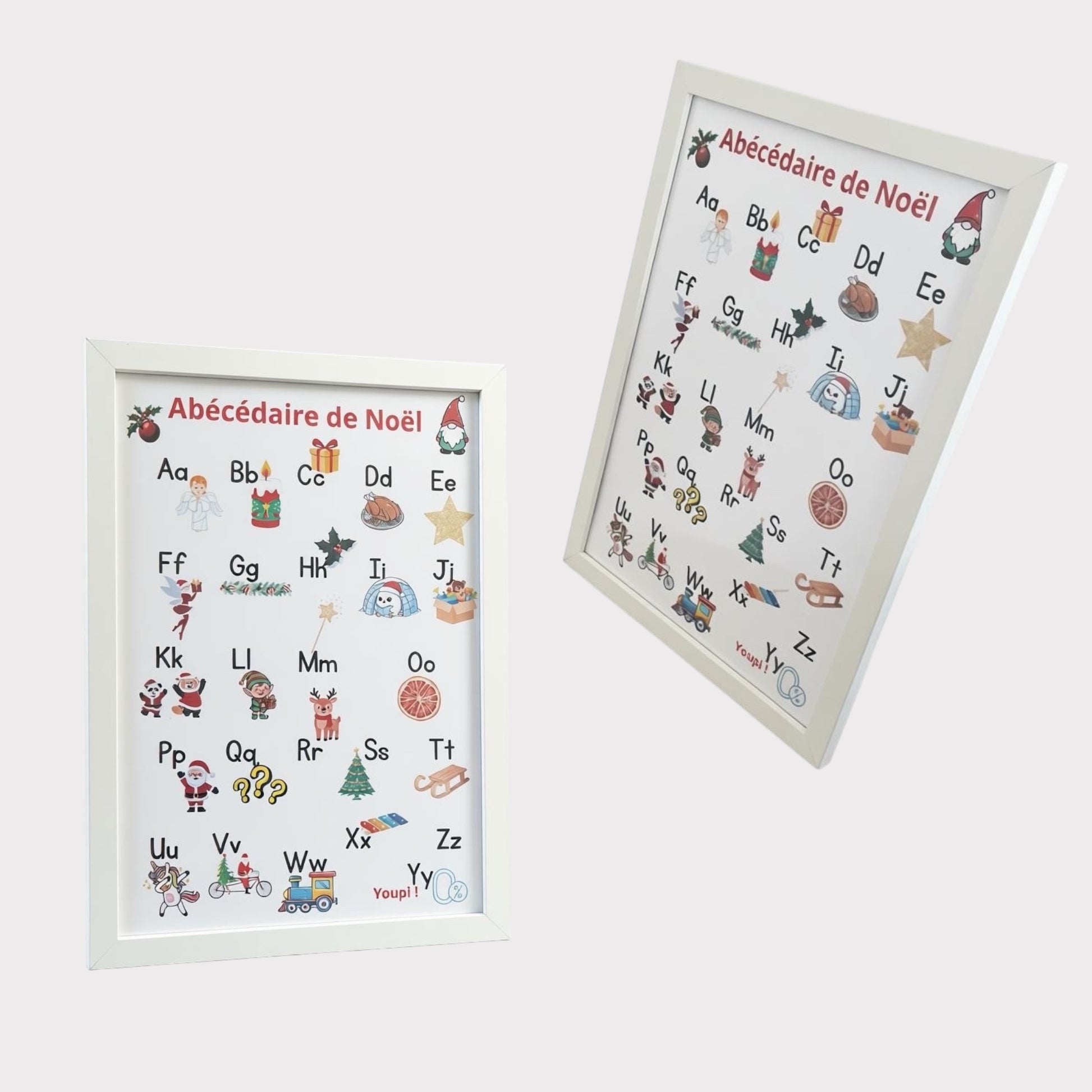 Affiche éducative alphabet sur le thème de Noël avec dessins 