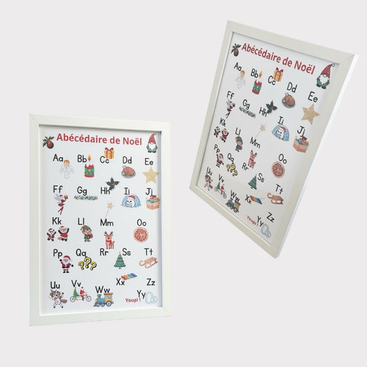 Affiche éducative alphabet sur le thème de Noël avec dessins 