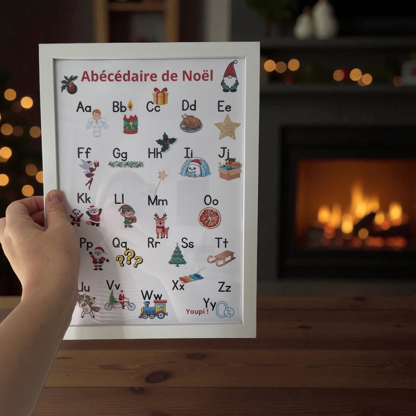 Affiche alphabet de Noël pour enfants – décoration murale éducative