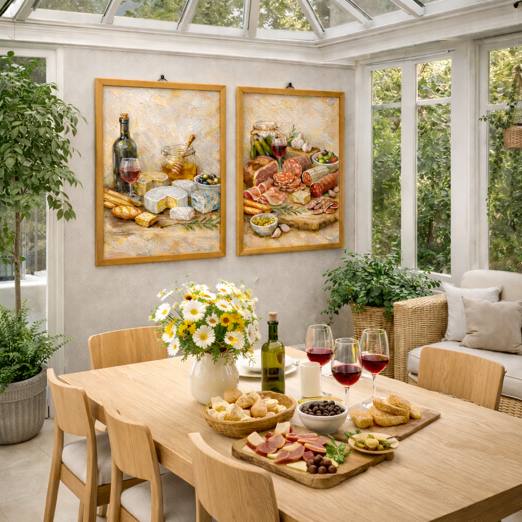 Affiche cuisine déco mur rustique chic avec produits gourmands