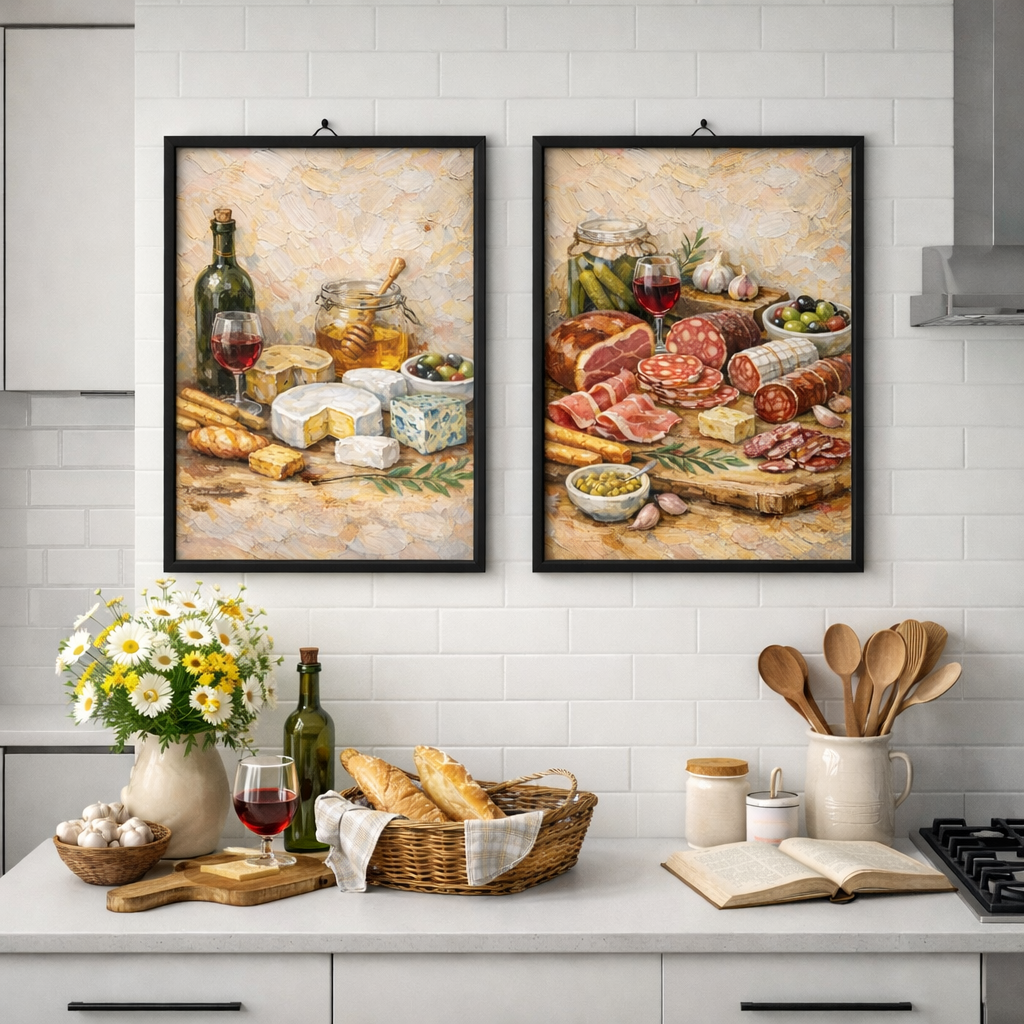 Affiche cuisine déco murale moderne avec composition gourmande