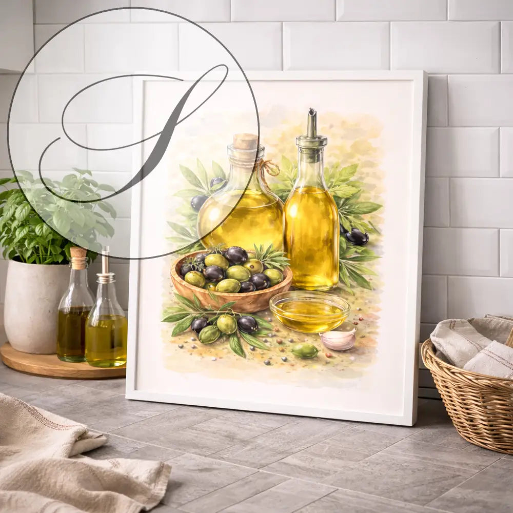 Affiches cuisine aquarelle encadrées, déco mur cuisine