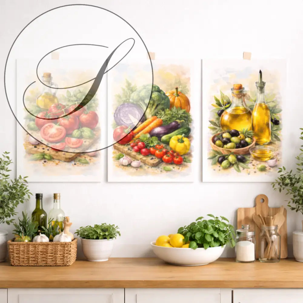 Affiche cuisine décoration murale style aquarelle