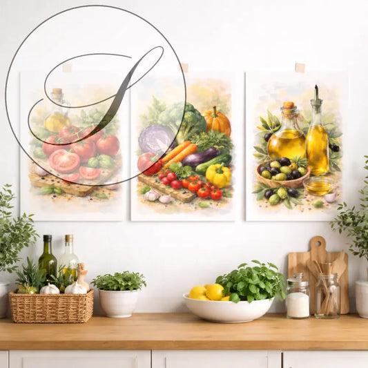 Affiche cuisine décoration murale style aquarelle