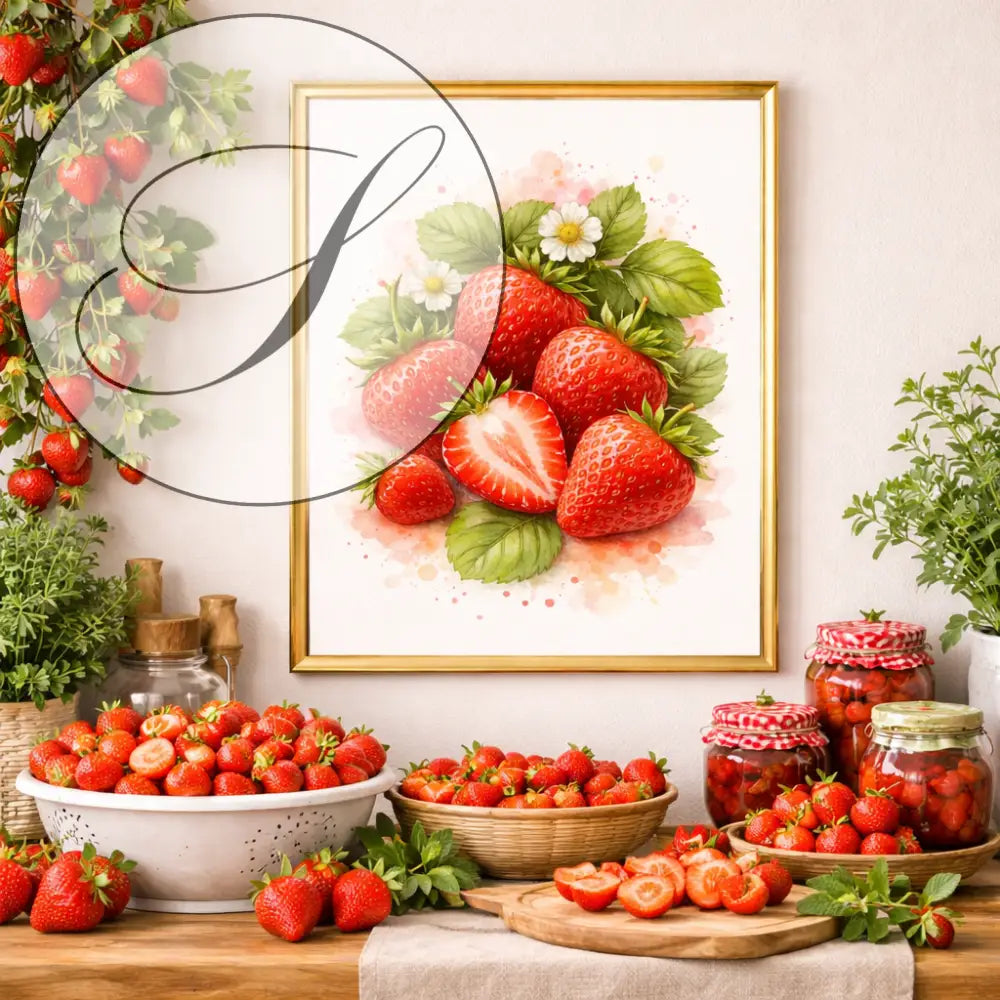 poster cuisine fruits rouges illustration fraises

