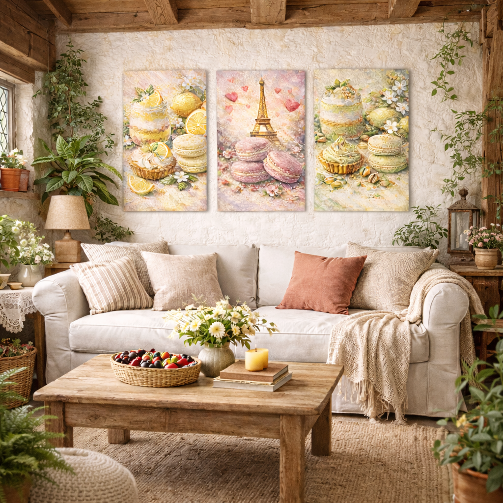 Affiche cuisine macarons poster mural deco salon