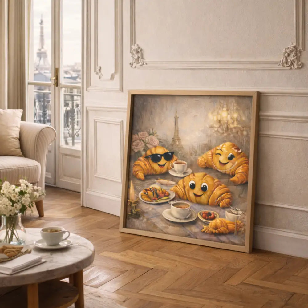 Affiche Paris en déco murale au-dessus d’un coin café cuisine