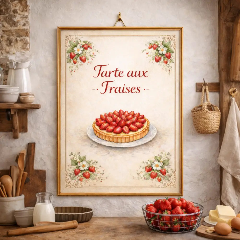Décoration cuisine recette fraise PDF affiche dessert imprimable