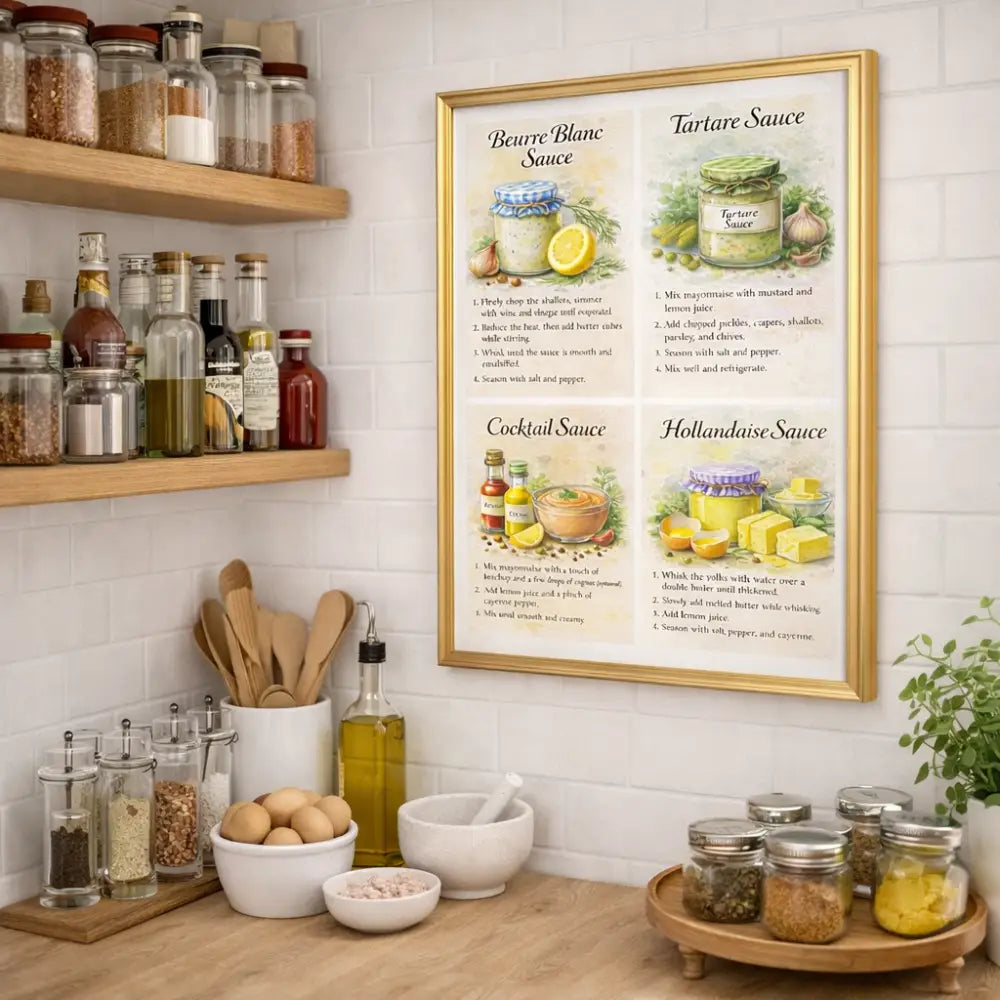 Affiche cuisine PDF recette sauce facile à imprimer , idée déco cuisine pas cher