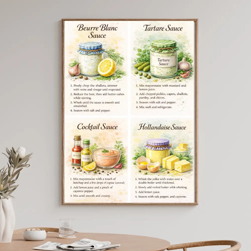 Déco murale cuisine avec affiche recette sauce facile, décoration cuisine moderne 
