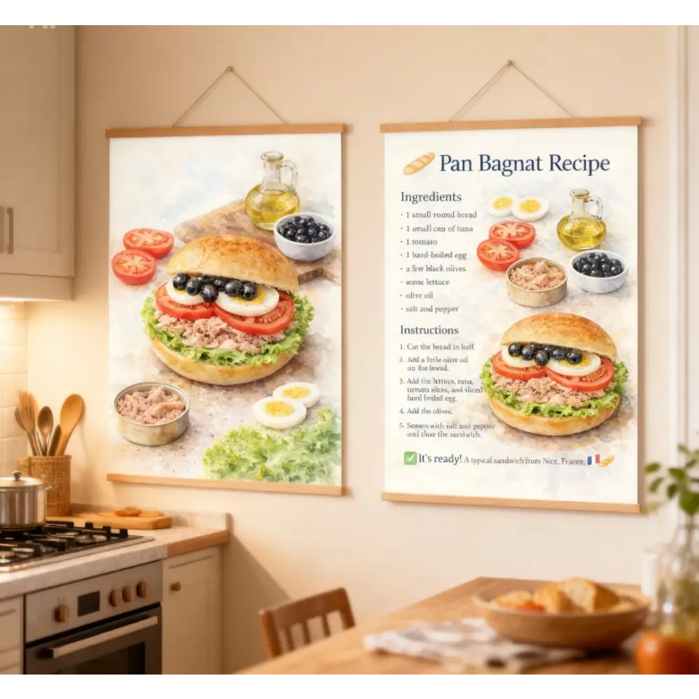 Idée déco mur cuisine avec affiche recette cuisine à imprimer