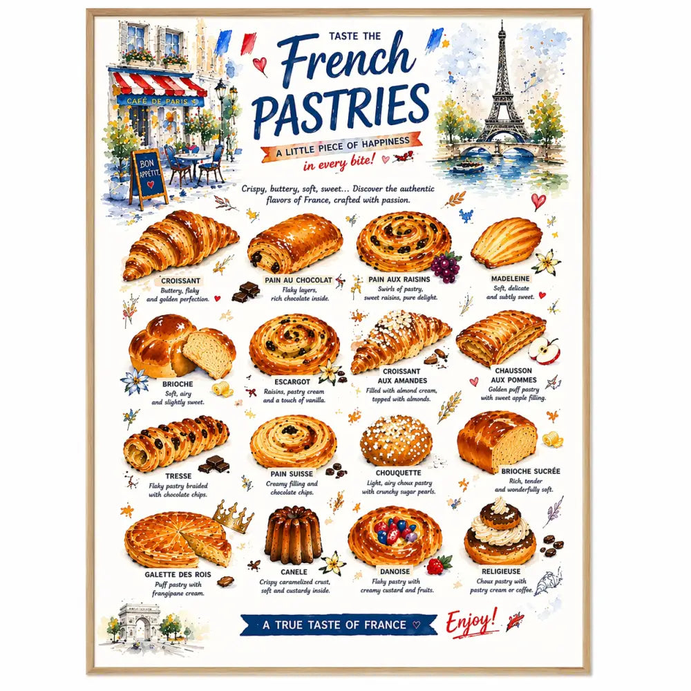 affiche cuisine à imprimer viennoiserie française Paris