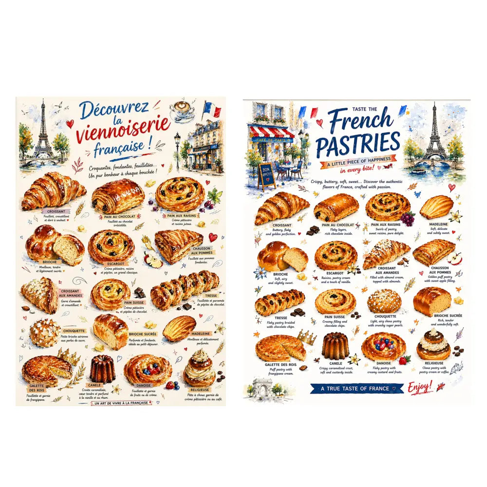 déco murale cuisine parisienne viennoiserie française affiche
