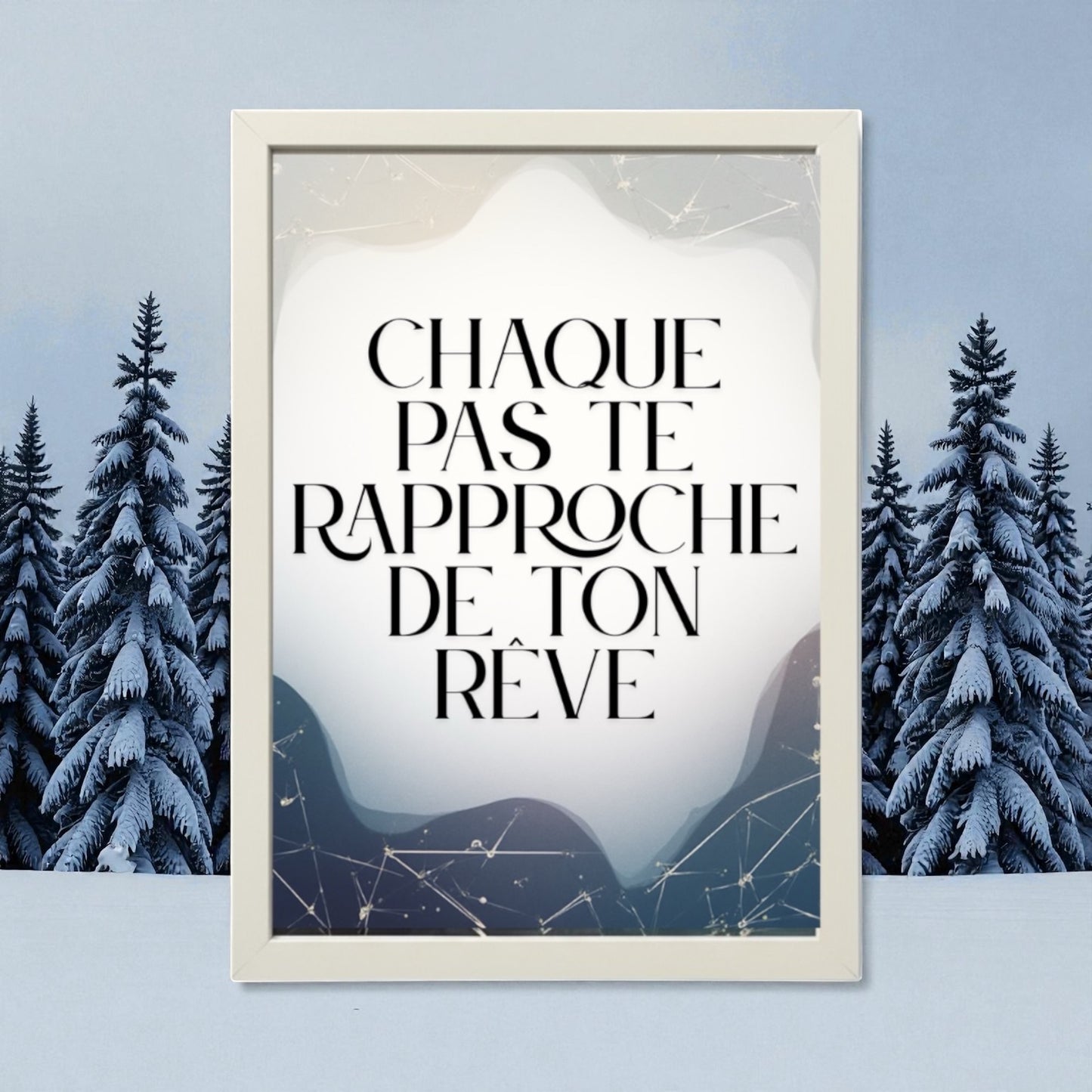 Affiche motivationnelle élégante avec typographie stylée et fond doux