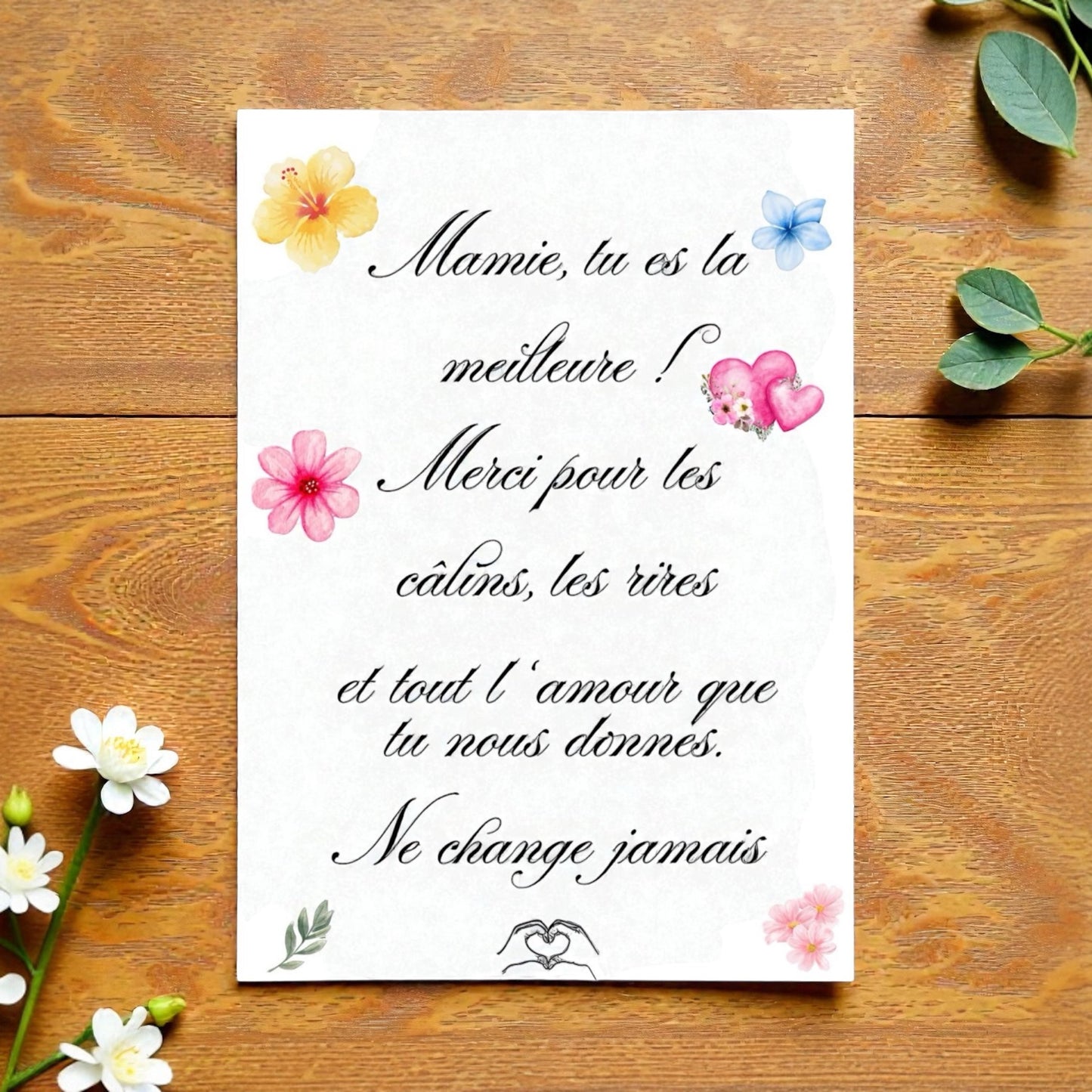 Affiche A4 mots gentils pour un cadeau grand-mère original