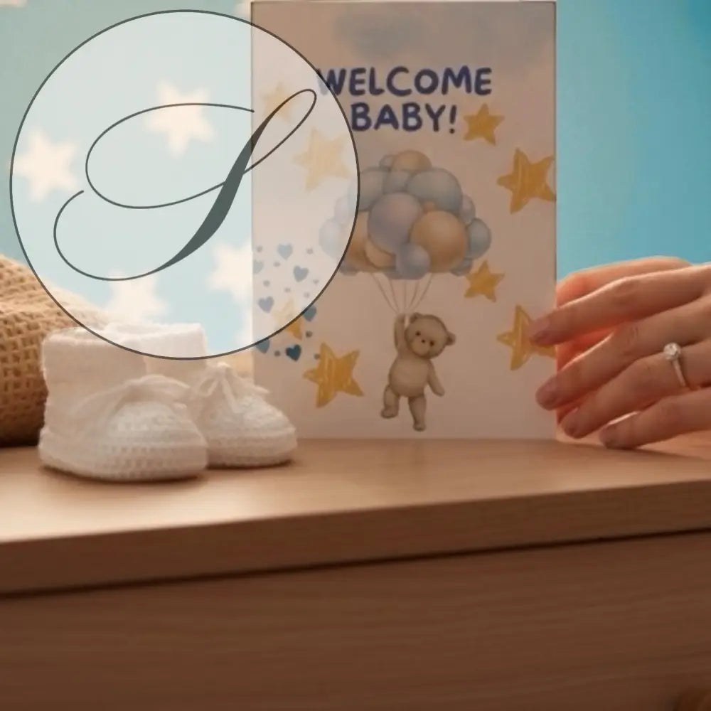 Affiche naissance bébé bienvenue avec carte charmante et ours en peluche tenant des ballons sur papier mat doux pour cadeaux de naissance