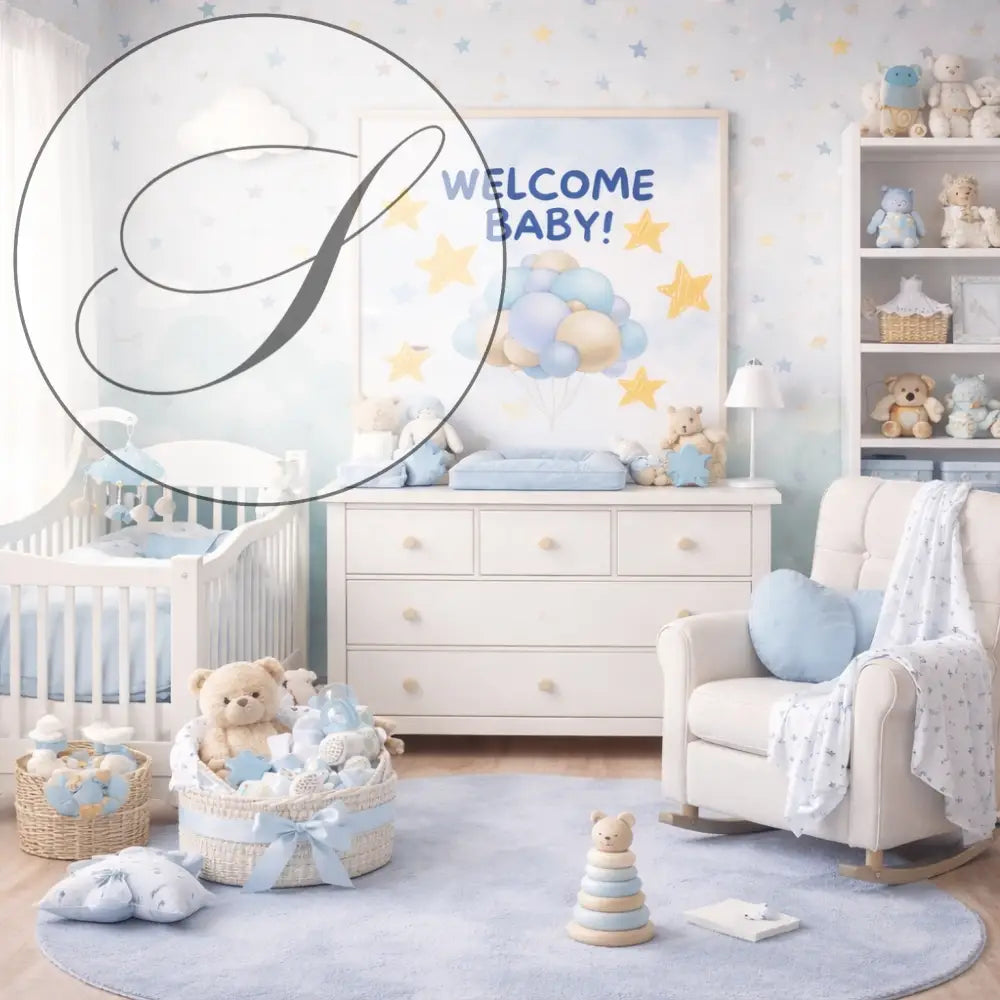 Affiche naissance bienvenue avec étoiles bleues et blanches et poster pastel bienvenue bébé pour cadeaux de naissance