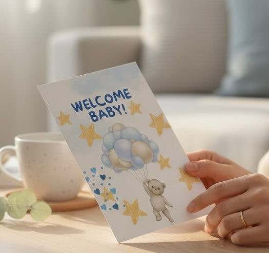 Affiche naissance Welcome Baby au style scandinave minimaliste, imprimée