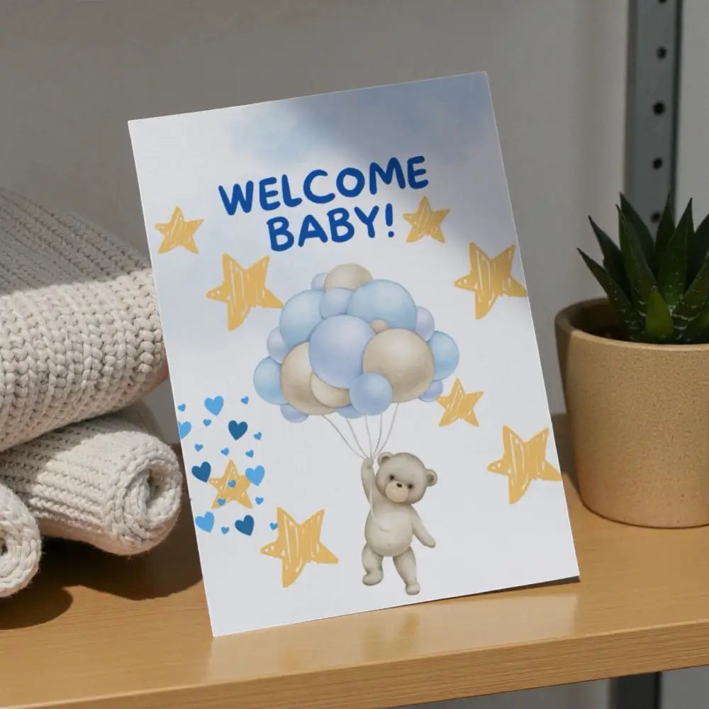 Baby wall art printable Welcome Baby with soft and minimalist design