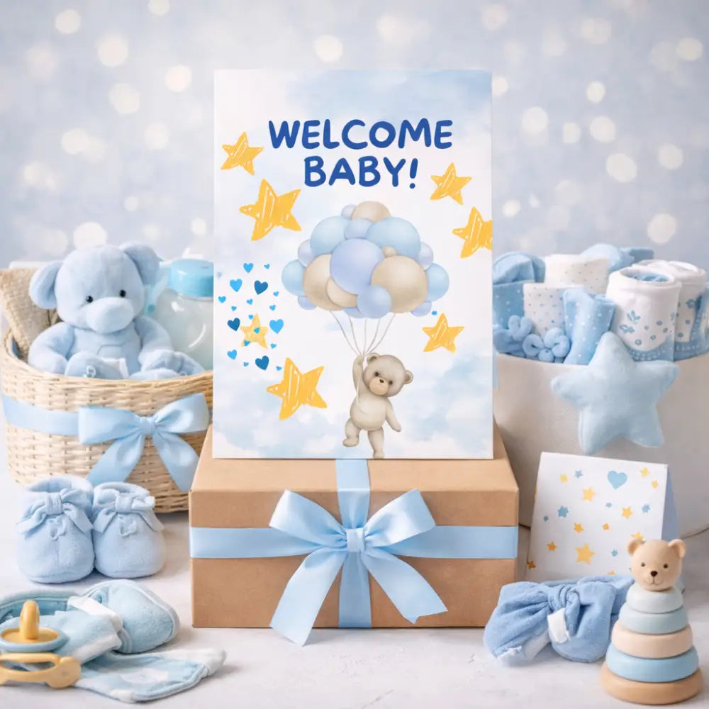 Welcome Baby printable nursery wall art with timeless neutral colors