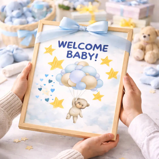 Welcome Baby nursery wall decor printable for calm baby room