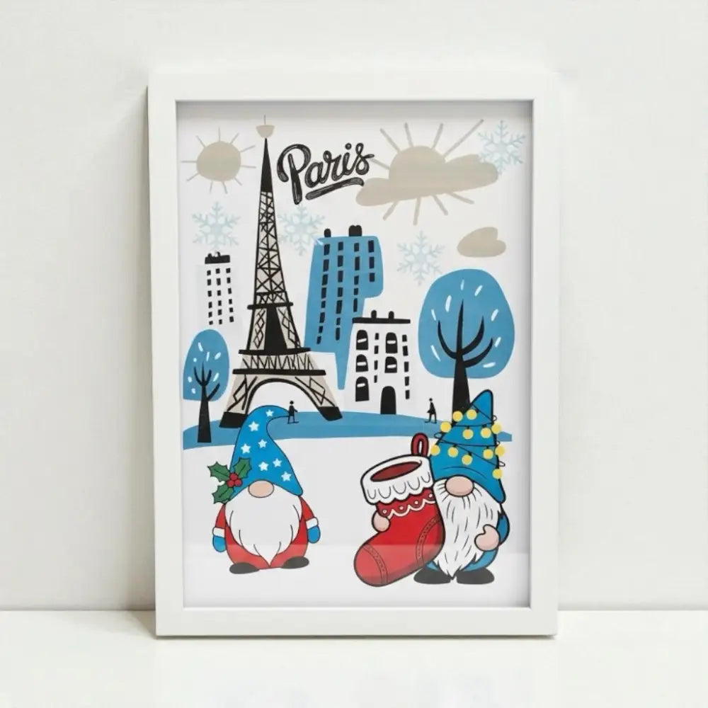 Affiche Noël A4 encadrée avec illustration minimaliste sapin et étoiles