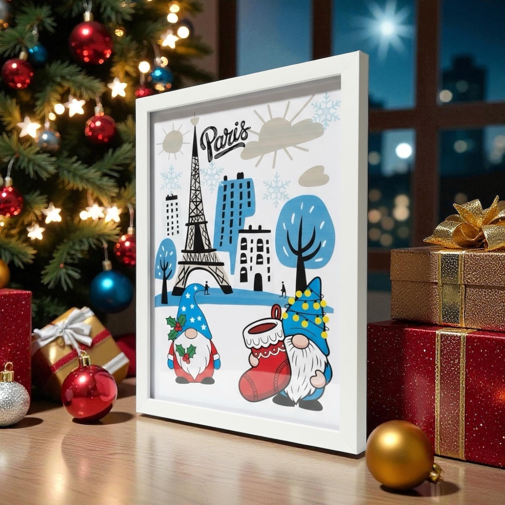 Christmas wall art affiché dans une entrée avec guirlande et branche de sapin