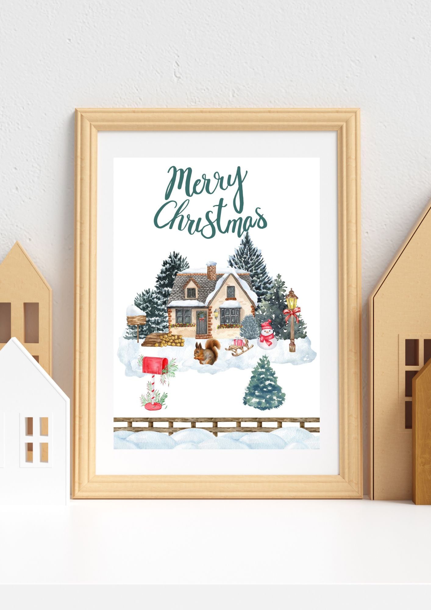 Affiche de Noël au design moderne et élégant pour décoration murale.