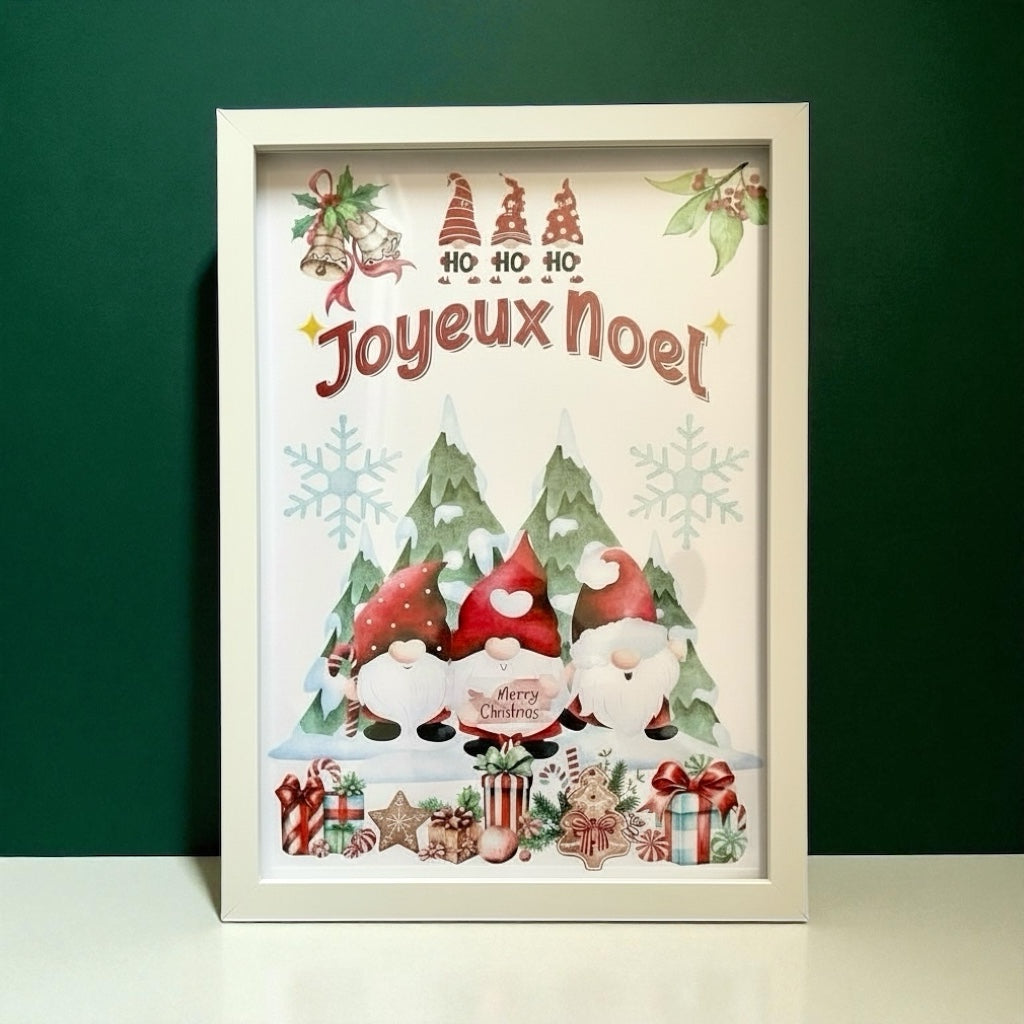 Affiche Noël encadrée dans un style scandinave épuré