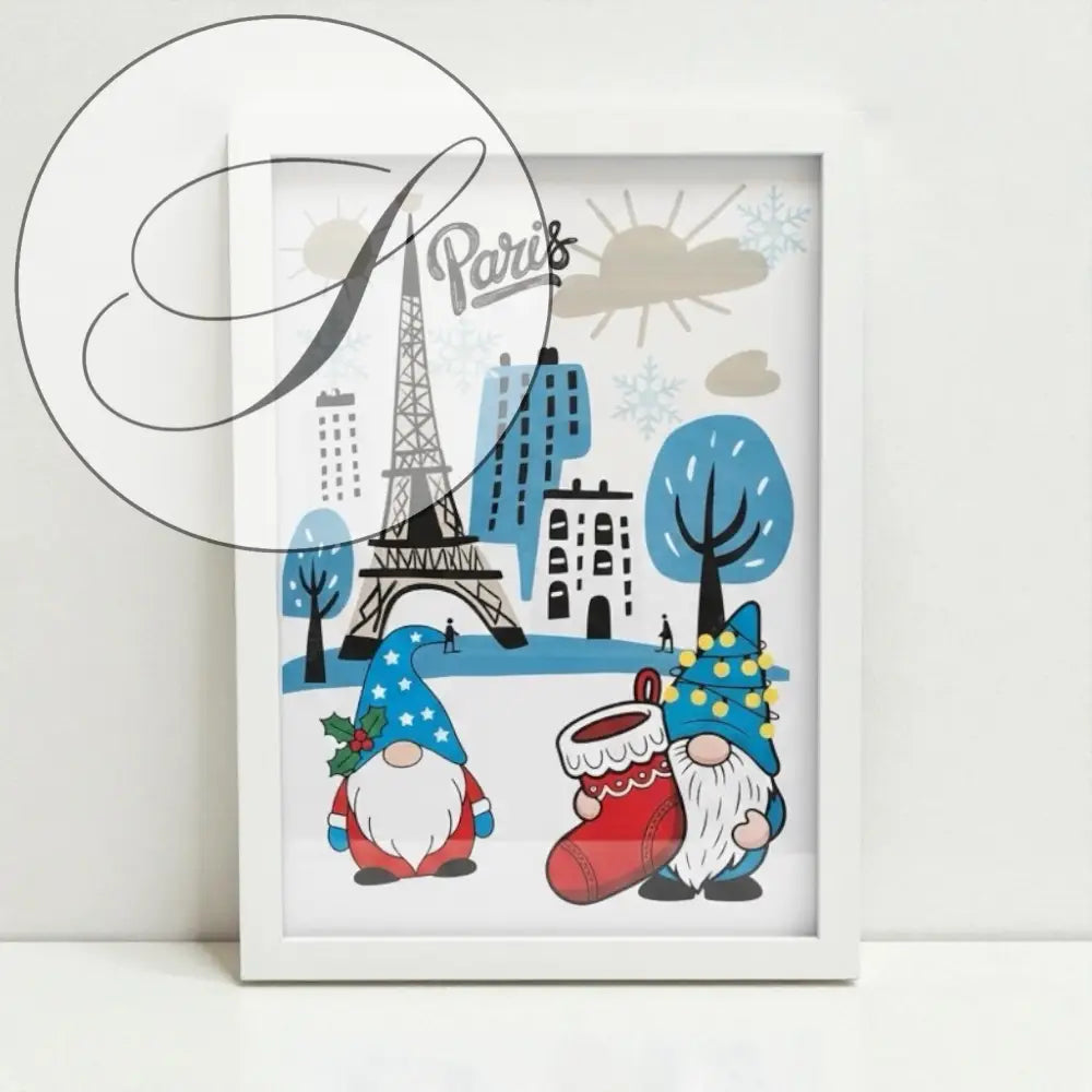 Affiche Noël A4 encadrée avec illustration minimaliste sapin et étoiles
