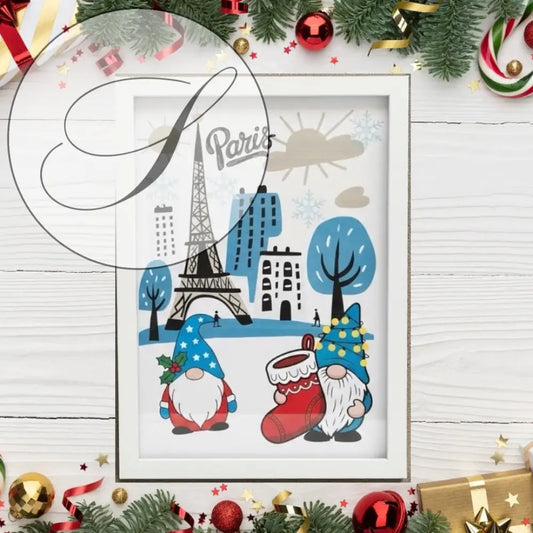 Affiche Noël à imprimer poster Christmas minimaliste inspiré de Paris