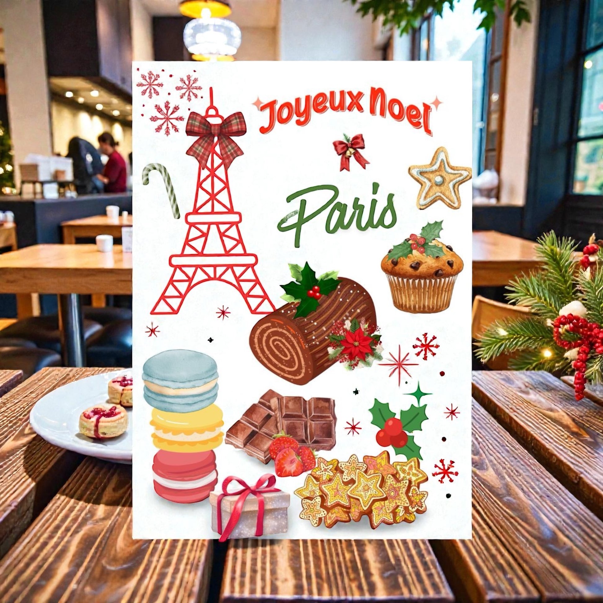 Affiche Noël Paris style moderne, parfaite comme Poster Print à offrir