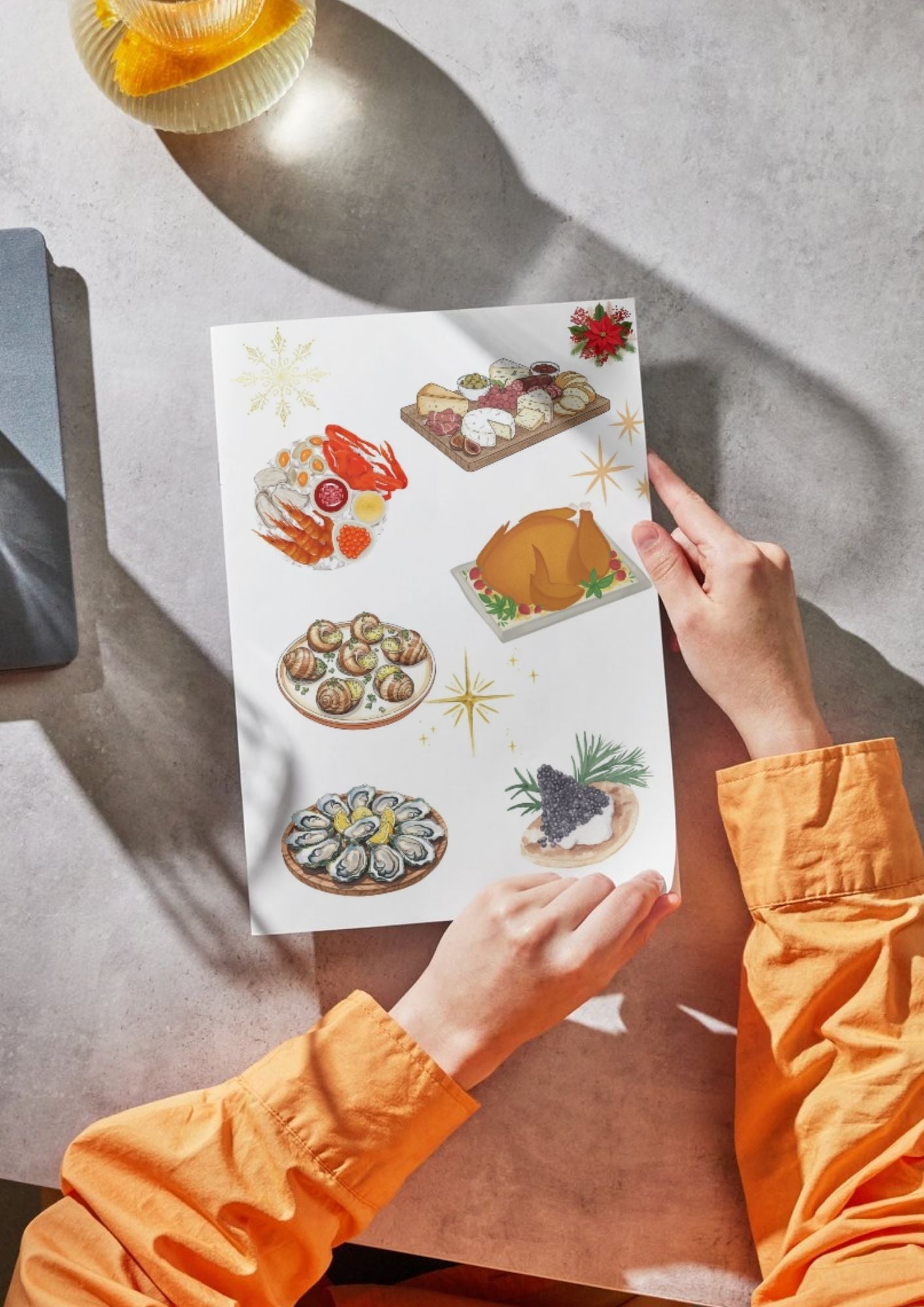 Affiche Noël table festive, décoration murale élégante pour maison.