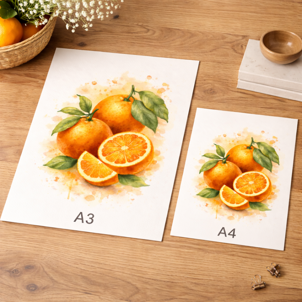 Affiche orange décorative illustration orange aquarelle décoration murale cuisine 