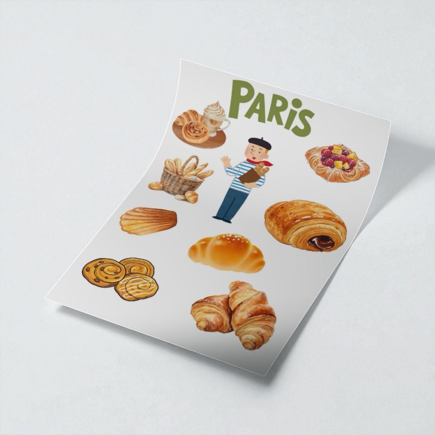 Illustration artistique de viennoiseries parisienne