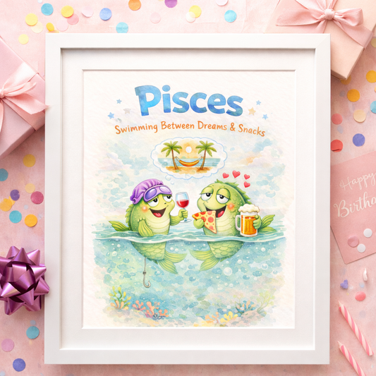 Affiche zodiaque Poissons - Cadeau anniversaire original à télécharger