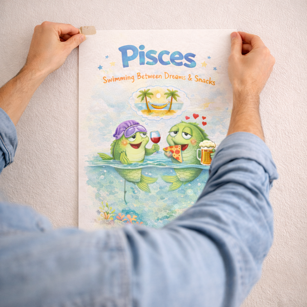 Affiche Poissons dans une chambre - Idée cadeau femme 20-30 ans pour décoration murale