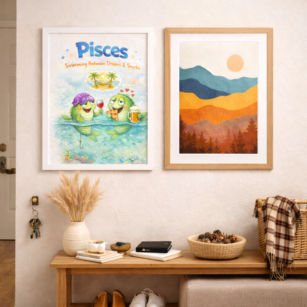Affiche Poissons format A4 en chambre - Décoration murale pour femme Poissons