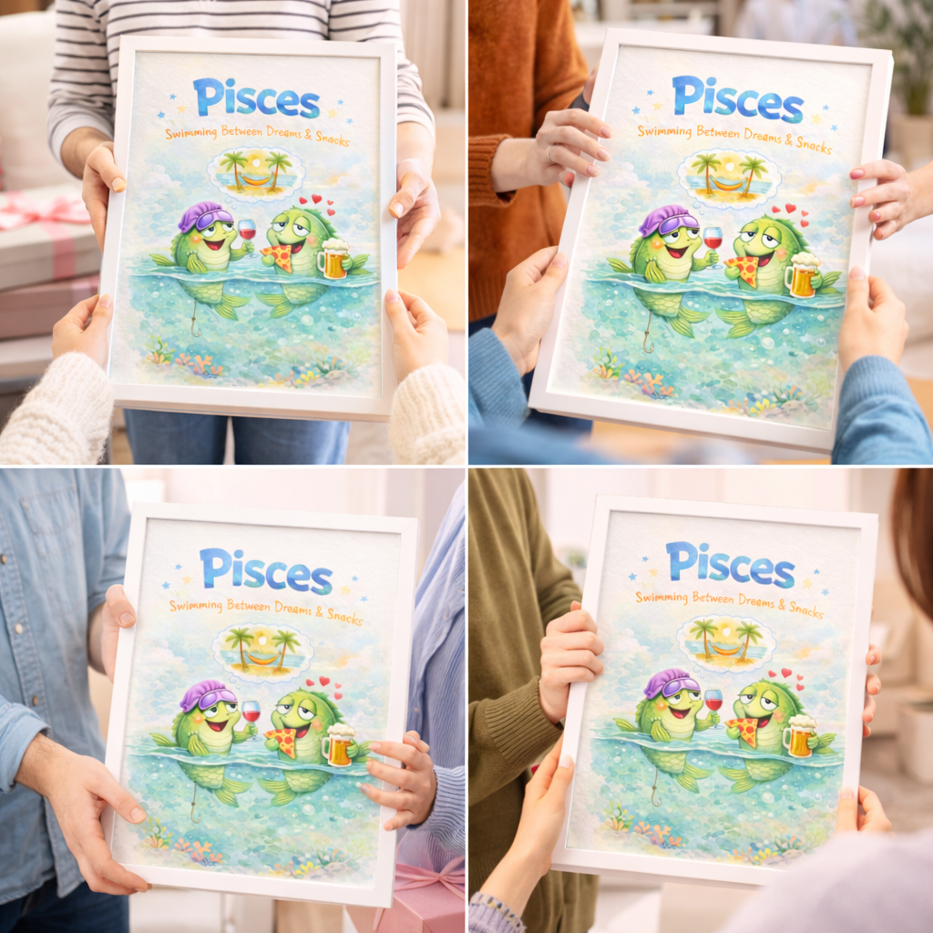 Affiche Poissons personnalisée avec message - Cadeau d'anniversaire unique