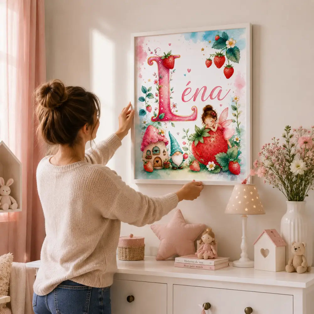 Affiche prénom personnalisée pour chambre bébé avec lettre -cadeau naissance 