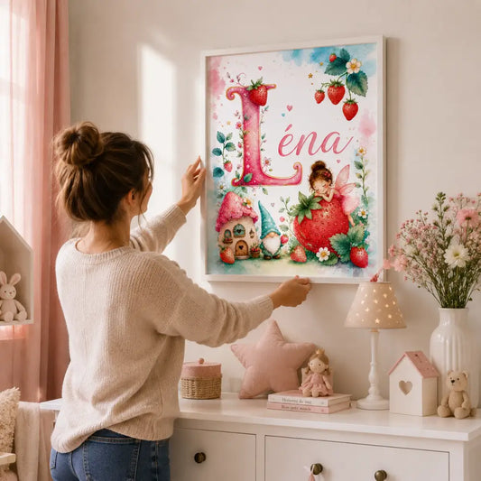 Affiche prénom personnalisée pour chambre bébé avec lettre -cadeau naissance 