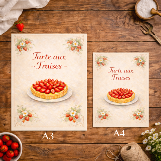 Affiche recette tarte aux fraises à imprimer décoration cuisine 