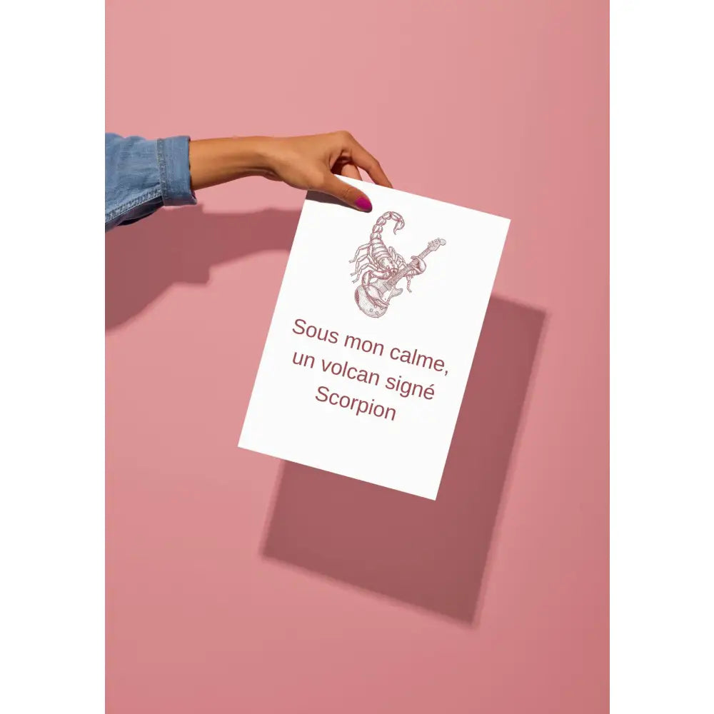 Affiche signe astrologique scorpion en ligne rose sur papier blanc avec décoration murale et idée cadeau anniversaire